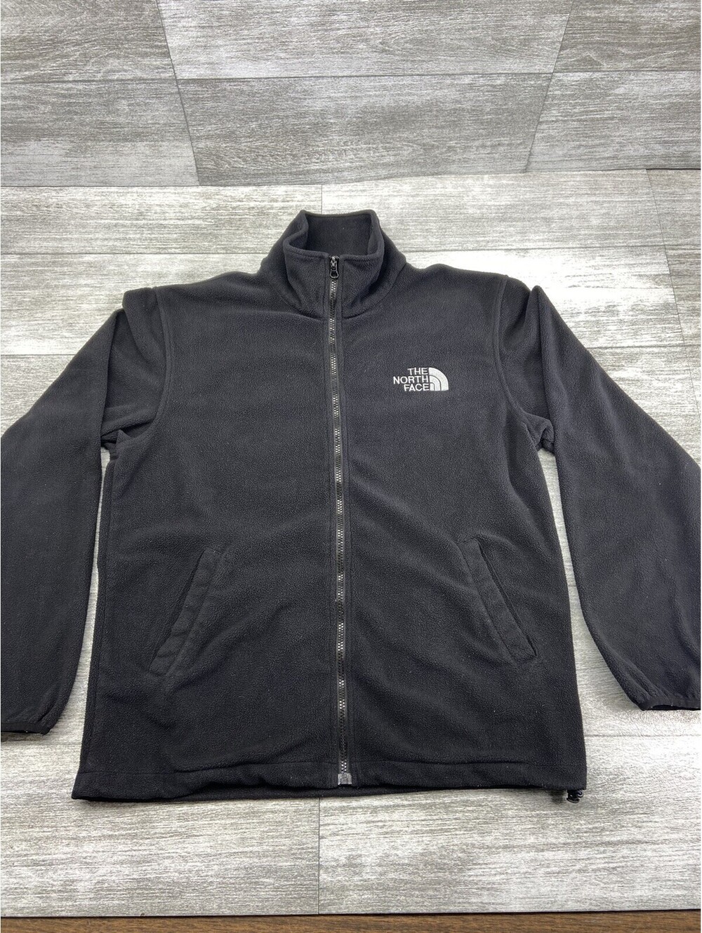 The North Face Mens Fullzip Fleece Long Sleeve Large Black Logo Shacket Gorpcore